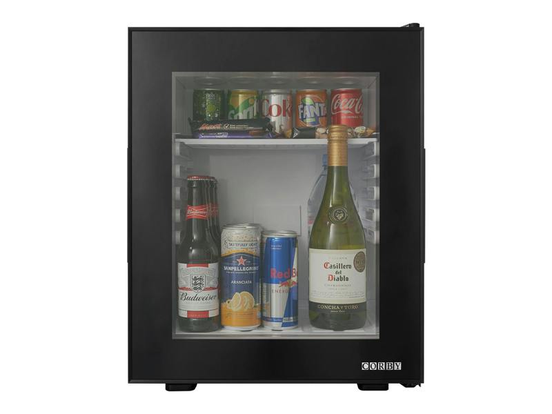 Corby Eton 35L Glass Door Minibar in Black - UK Plug