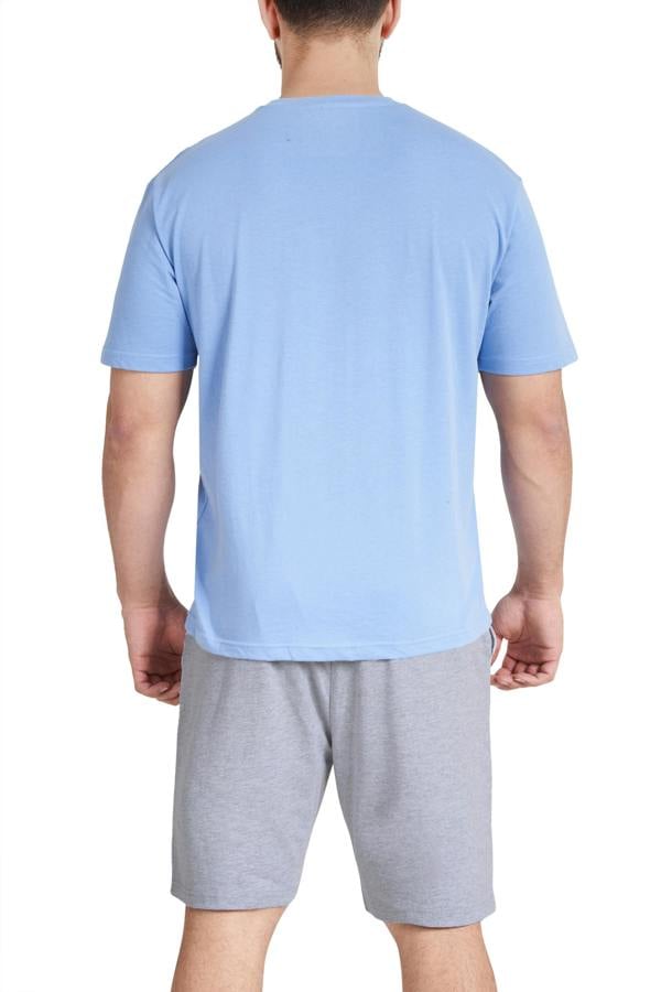Smart Living Mens Relaxed-Fit Pocket Tee & Shorts PJ Set - Blue/Grey