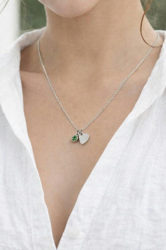 SVNX Mini Heart & August Birthstone Necklace in Silver - Gift Boxed