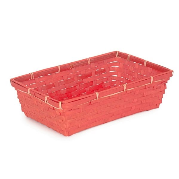 Small Red Painted Bamboo Serving Tray