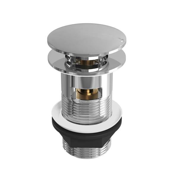 Flode Mushroom Push Button Click-Clack Basin Waste, Brass Top - Slotted