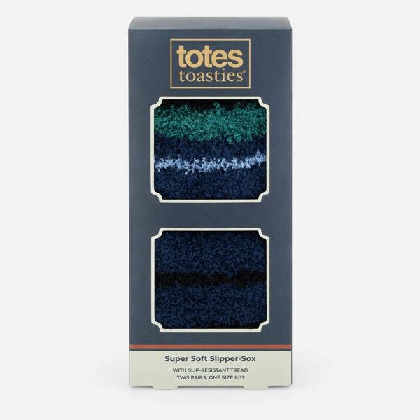 Totes SUPERSOFT TWIN PACK SLIPPER SOCKS Slipper Socks   in  Blue
