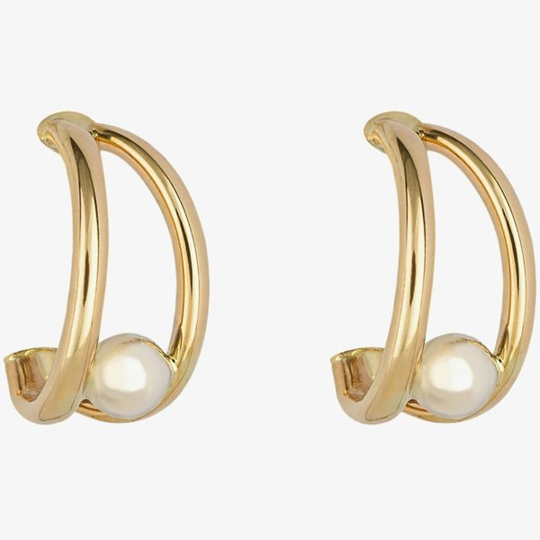 T. H. Baker 9ct Two Colour Gold Open Double Row Hoop Earrings GE2409