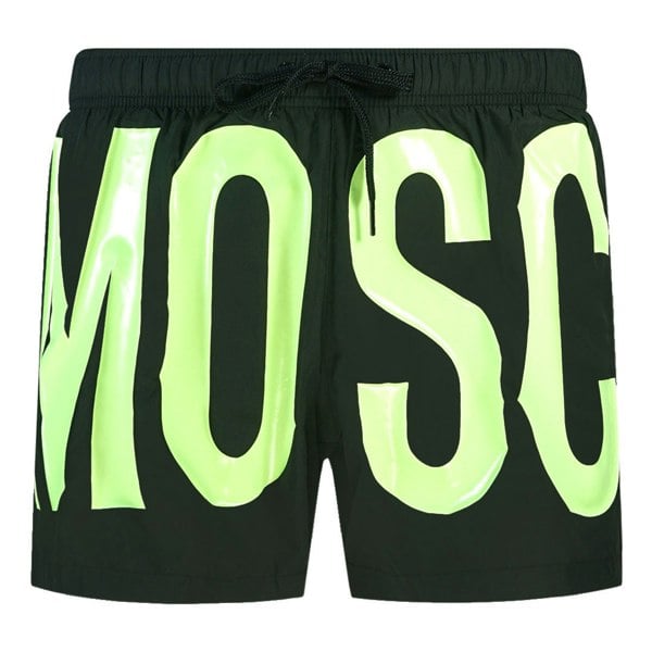 Moschino Large Yellow Logo Swim Shorts - Black