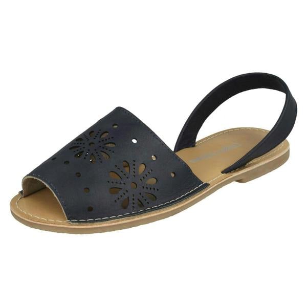 Leather Collection Ladies Leather Collection Flower Design Mules