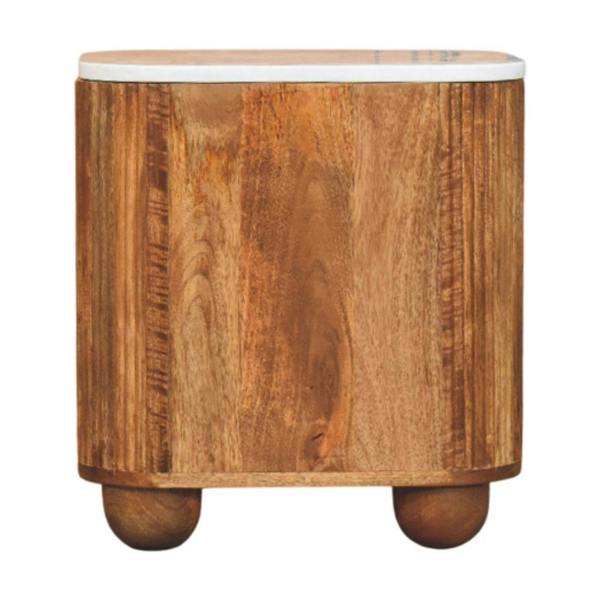 Artisan Furniture Solid Wood Aurora Marble Bedside, 2 Drawers, Beige