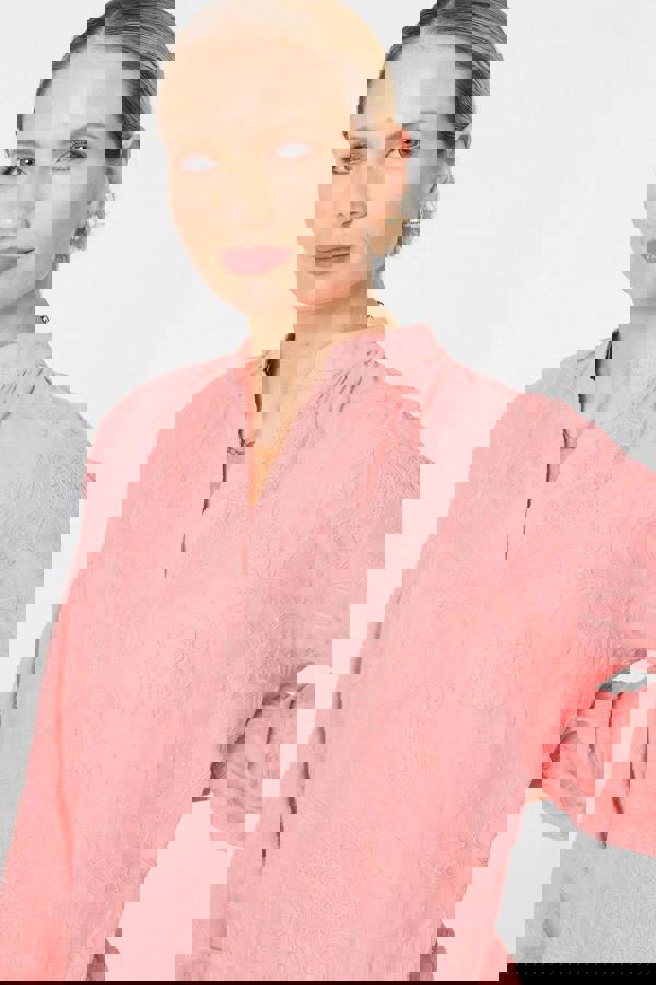 Coral | Embroidered Layered Long Sleeve Blouse