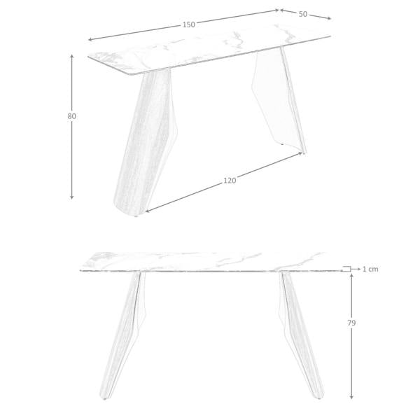 Angel Cerdá Rectangular console table in porcelain marble, metallic sand steel and walnut 3296