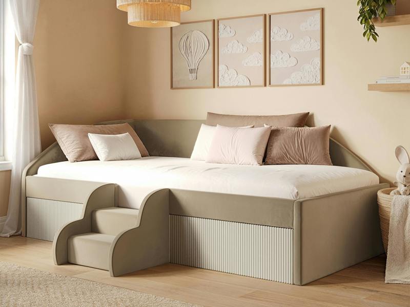 Flair Aviana Velvet Low Sleeper Bed with Beige Cord
