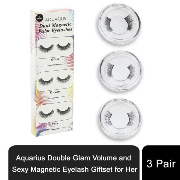 Aquarius Double Glam Volume Magnetic False Eyelash Set Sexy 3 Pairs Gift Set