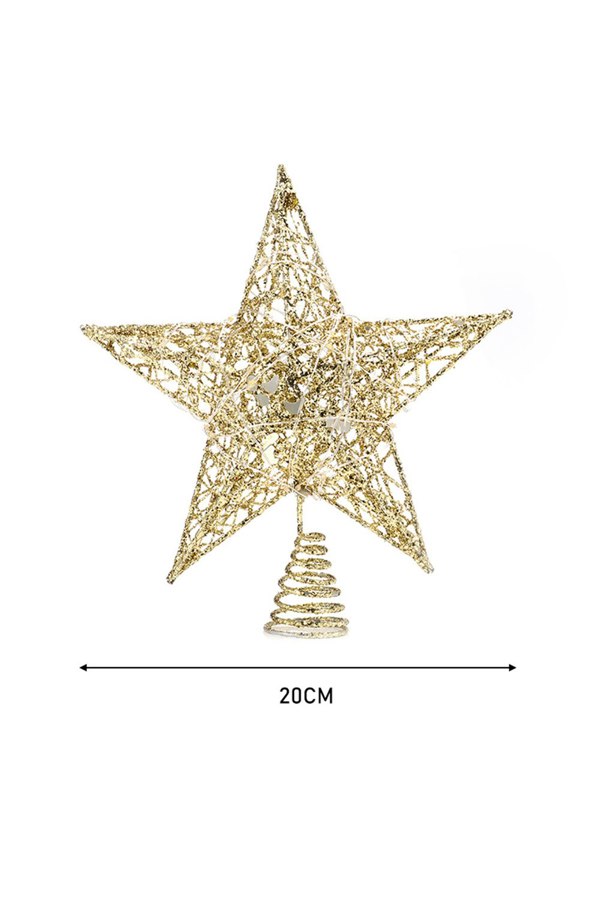 Living and Home Decorative Star Sequins Christmas Tree Topper with LED Lights