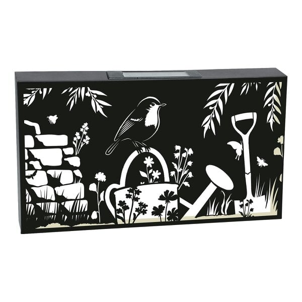 EDH Door Hardware Landscape Solar Wall Panel with Robin – Outdoor Metal Wall Art with Warm LED Light | Weatherproof Garden & Patio Décor | Robin Panel