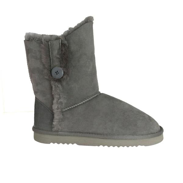 Eastern Counties Leather Womens Lacey Sheepskin Button Boots - Grey