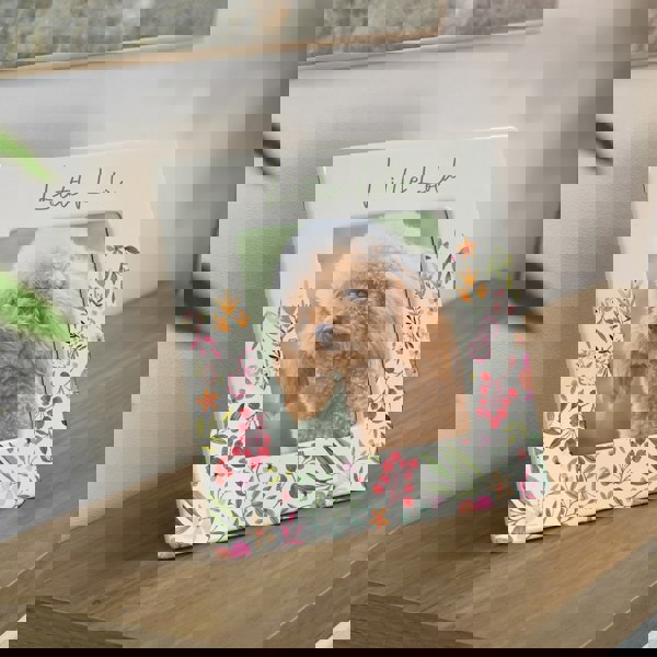 Personalised Memento Company Personalised Floral Ceramic 4x4 Frame