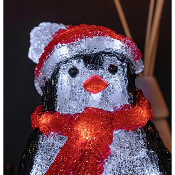 Samuel Alexander 20cm Battery Operated Light up Acrylic Christmas Penguin Decoration with 16 Ice White LEDs