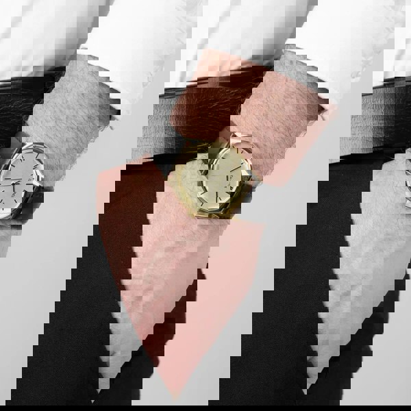 Sekonda Evans Gold Dial Black Leather Strap Watch 30253