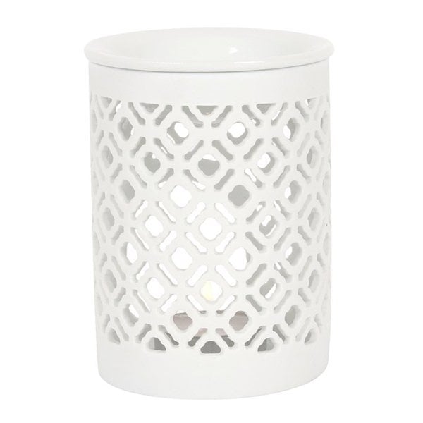 Serano White Matte Lattice Cut Oil Burner