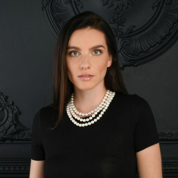 Zavana 55-inch Long Stylish Pearl Necklace for Women with White Shell Pearls