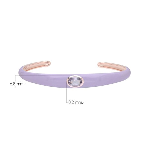 Gemondo Siberian Waltz Violet Enamel & Octagon Amethyst Bangle In Rose Gold Vermeil