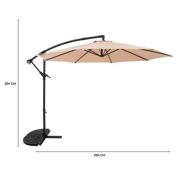 Monstershop Cantilever Parasol 3m With Half Fan Base – Beige