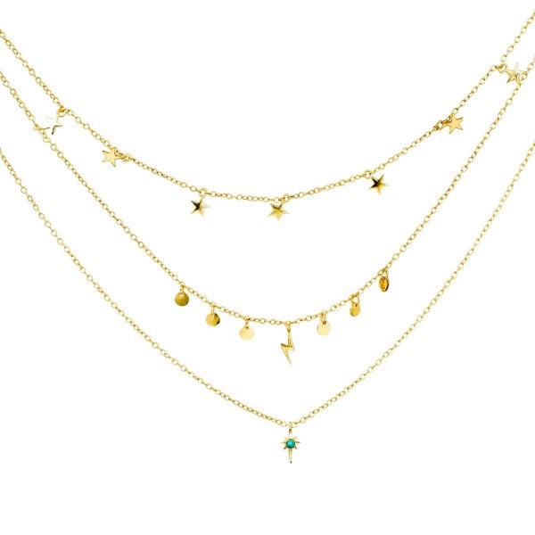 Star Gaze Triple Layer Night Sky Necklace Gold - Lila Rasa