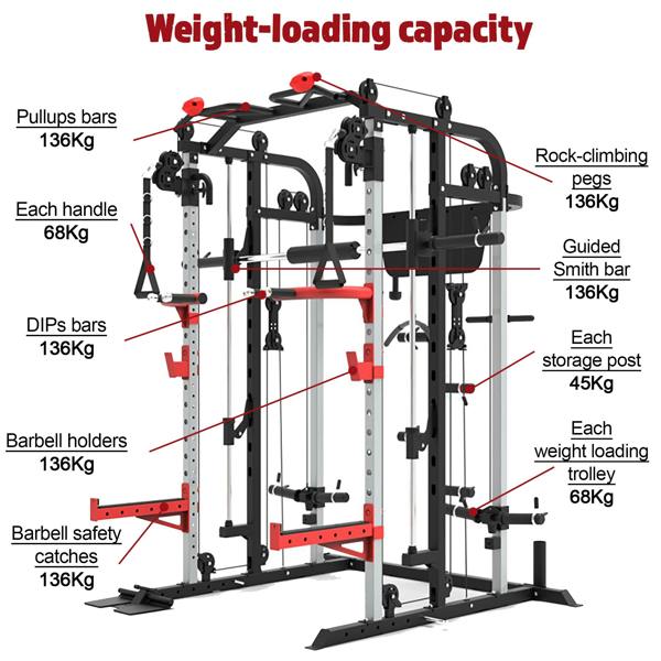 Marcy SM4500 Smith Cage Machine Linear Bearings Dual Pulley System