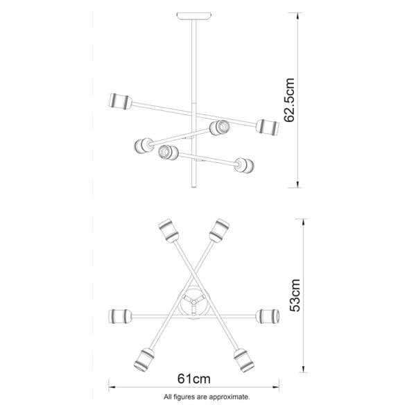 COSYLYTE Charlton 6 Light Adjustable Arm Ceiling Light