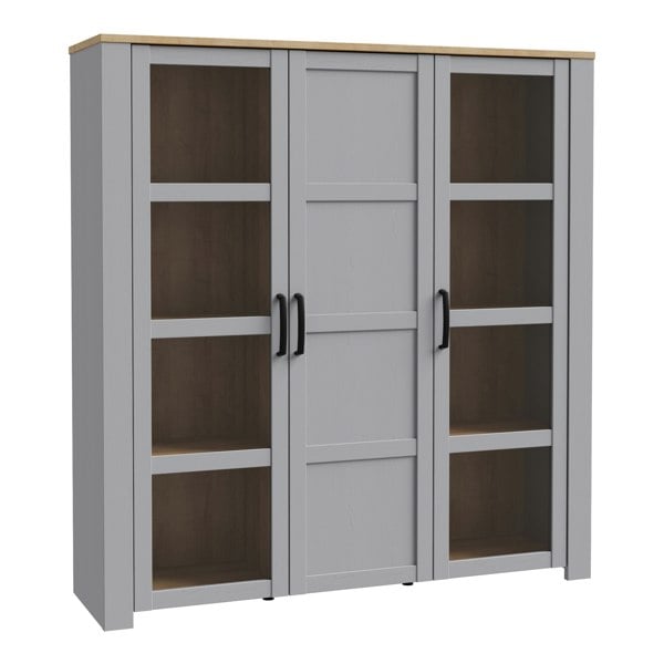 Furniture To Go Bohol Large Display Cabinet in Riviera Oak/Grey Oak