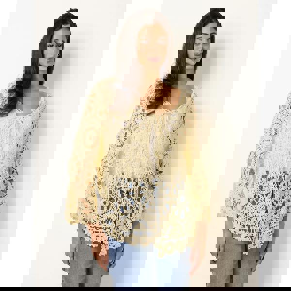 Blue Vanilla Long-Sleeved Crochet Cardigan