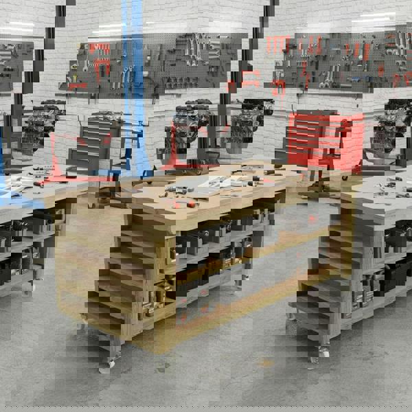 Arbor Garden Solutions Wooden Workbench MDF Top with Extra shelving Depth-3ft With Double Shelf