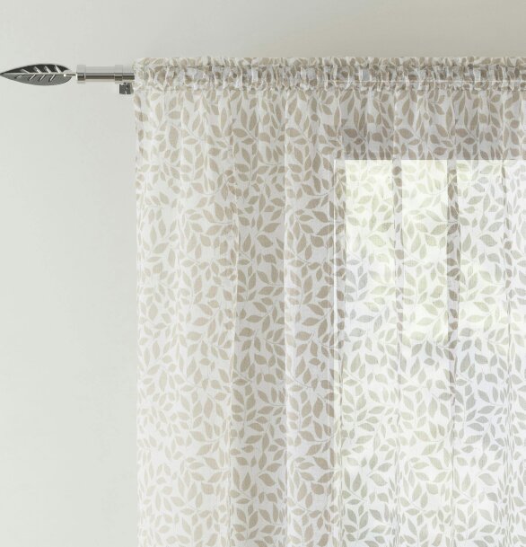 Tyrone Textiles Leaf Print Linen-Look Voile Panel - Pair
