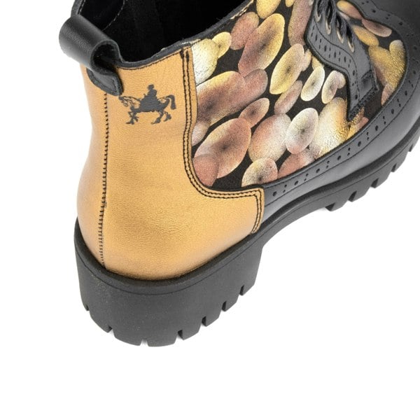 Embassy London Milliner Platform - Gold - Women's leather chunky platform ankle boot with wool lining