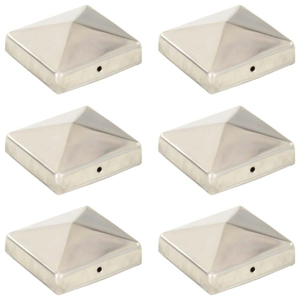 Berkfield Pyramid Fence Post Caps 6 pcs Stainless Steel 81x81 mm