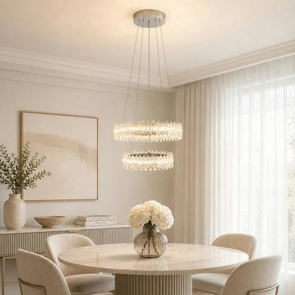 Pagazzi Lighting Ana LED Chrome Tiered Pendant Ceiling Light