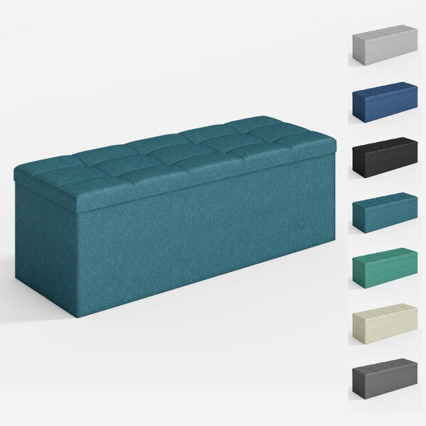 Ottoman 110cm Large Rectangular Ottoman Foldable Storage Bench Upholstered Foot Rest