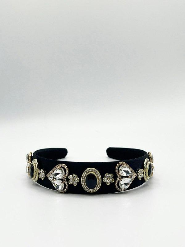 SVNX Heart Embellished Headband In Black