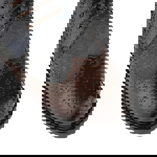 Embassy London Wanderer - Navy & Grey & Burgundy - Men's leather combat style side zipper boot in brown