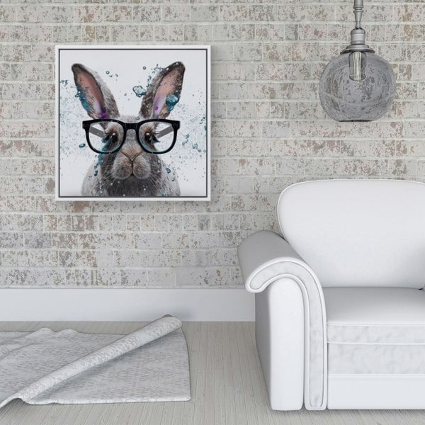 Warren Reed Rabbit Splash Art Framed Canvas