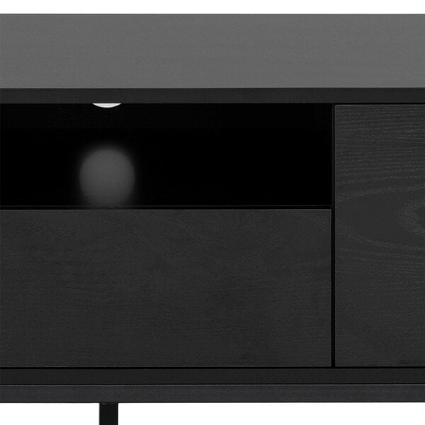 Wyld Haus El Paso Black Wooden TV Unit 2 Doors 1 Drawer Metal Base