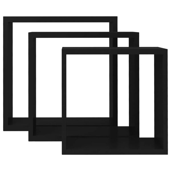 Berkfield Wall Cube Shelves 3 pcs Black MDF