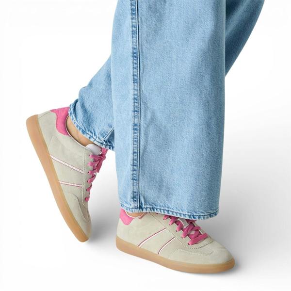 Tamaris Women's Green Pink Leather Trainers Sneaker Shoes