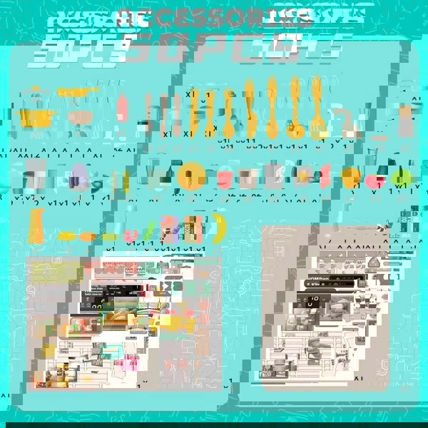 deAO Toys Kitchen Playset Green Kitchen Playset with Realistic Lights and Sounds, Simulated Spray Function