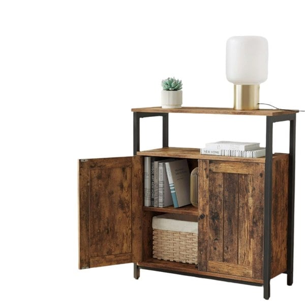 Modcraft Industrial Storage Cabinet with Slat Door and Adjustable Shelves - Rustic Brown