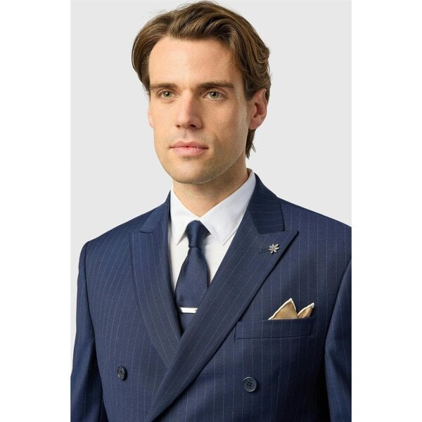 Ted Baker Slim Fit Navy Chalk Stripe Double Breasted Jacket