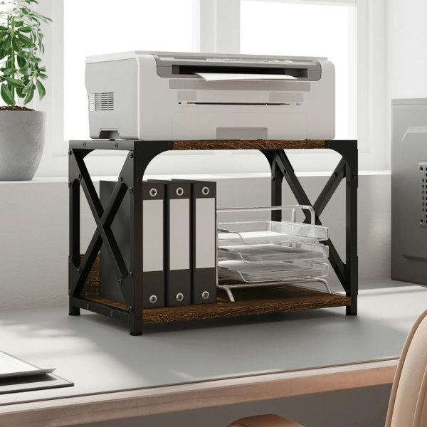 Berkfield Printer Stand 2-Tier Brown Oak 44x26x31.5 cm Engineered Wood