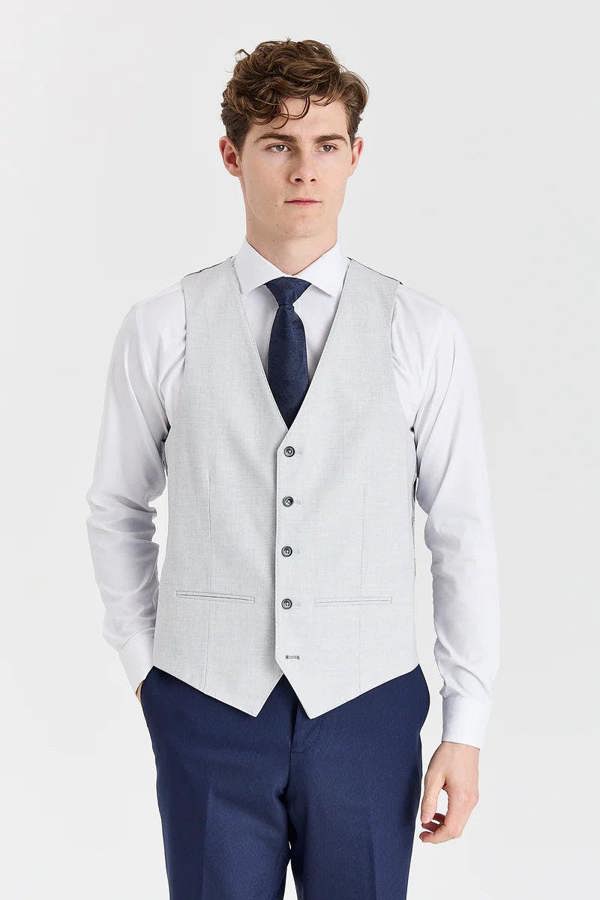 Paul Andrew Belmont Navy Suit with Belmont Silver Waistcoat