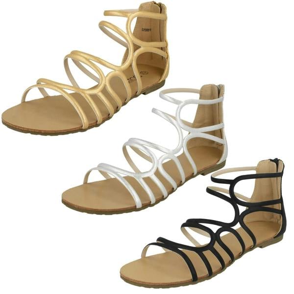 Spot On Ladies Spot On Flat Strappy Sandals F00053