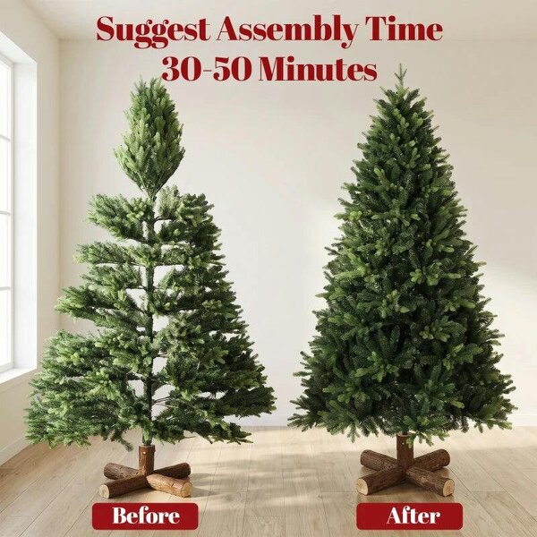 Bobobiy Artificial Christmas Tree, Hinged Xmas Tree with 3834 PE & PVC Branch Tips, 7ft, Green