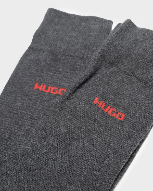 HUGO 2 Pack RS Uni Colour Mens Socks NOS - Charcoal 012