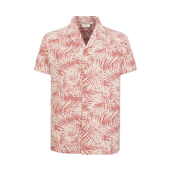 Mountain Warehouse Mens Palm Leaf Beach Shirt - Dark Red/White - 